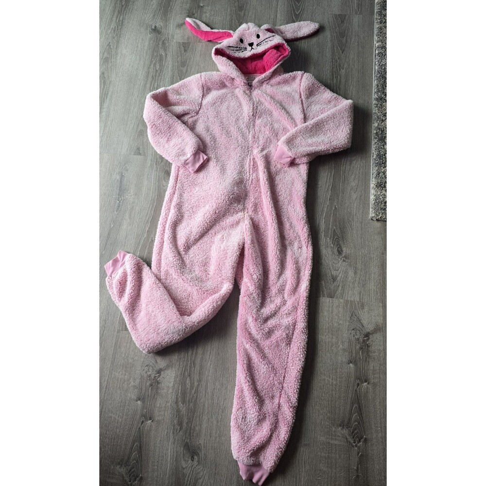 Pink Bunny Rabbit Hooded Fleece One Piece Pajama M/L Christmas Story